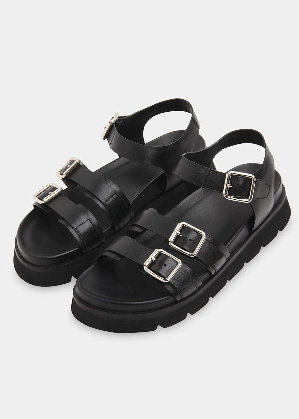 Black Jemma Triple Buckle Sandal WHISTLES Whistles UK